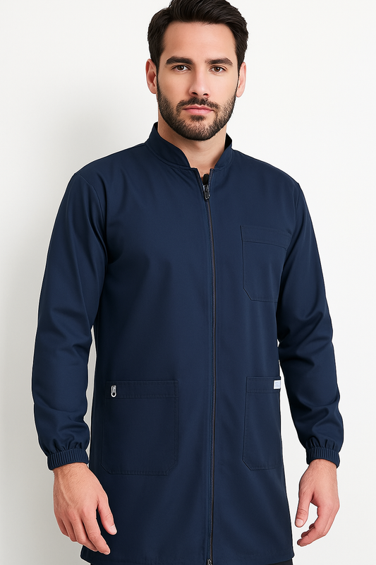 Lab Coat - Bata Antifluido Cuello Mao con cremallera - Modelo Lorenzo